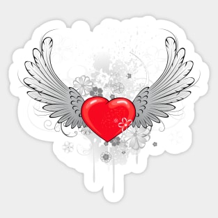 Red Heart with Wings Sticker